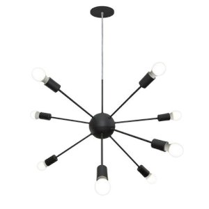 Lustre Pendente Bivolt 8 Lâmpadas Sputnik WOODS! Preto