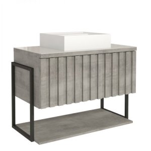 Gabinete para Banheiro com Cuba 65cm MDF Helsing MGM Móveis Cimento