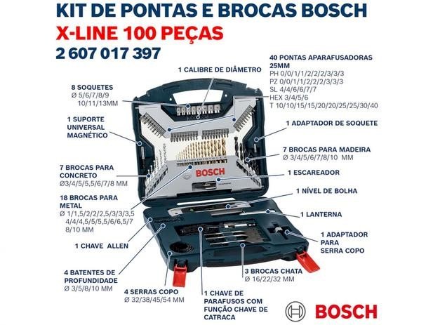 Kit Ferramentas Bosch 100 Peças X-Line - com Maleta